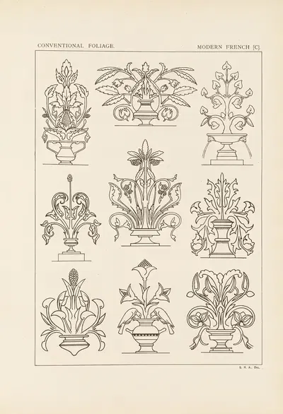 Outlines of ornament in the leading styles Pl.58 by George Ashdown Audsley, 1881 — digital art print download
