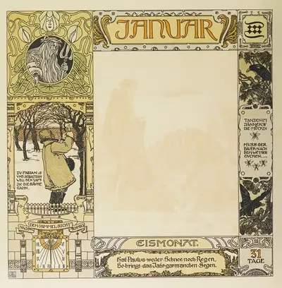 Австрийские месячные картинки Пл.02 by Генрих Лефлер, 1900 — digital art print download