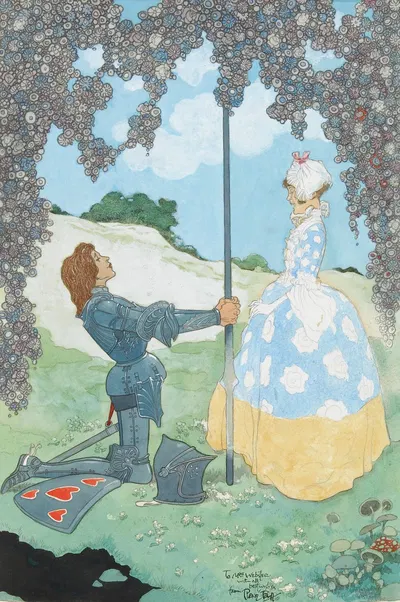 The Knight and his Maid by René Bull, 1928 — digital art print download