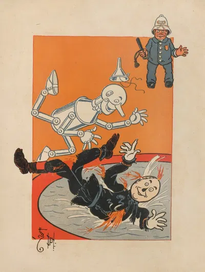 Denslow's Scarecrow and the tin-man Pl.4 by William Wallace Denslow, 1904 — digital art print download