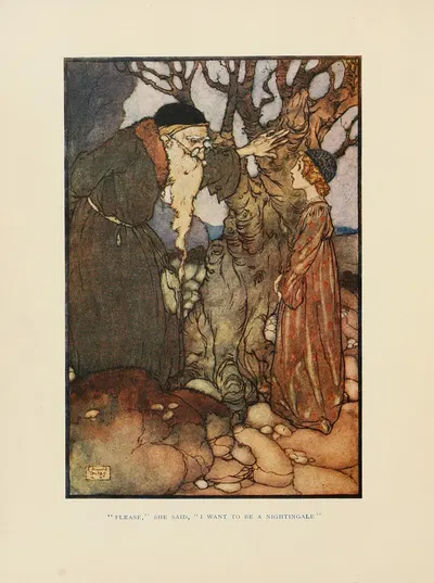 'Пожалуйста, сказала она, я хочу быть соловьем' by Эдмунд Дюлак, 1910 — digital art print download