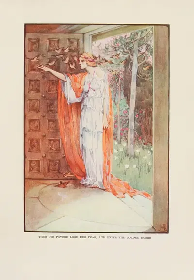 Так Психея потеряла свой страх и вошла в золотые двери by Хелен Страттон, 1915 — digital art print download