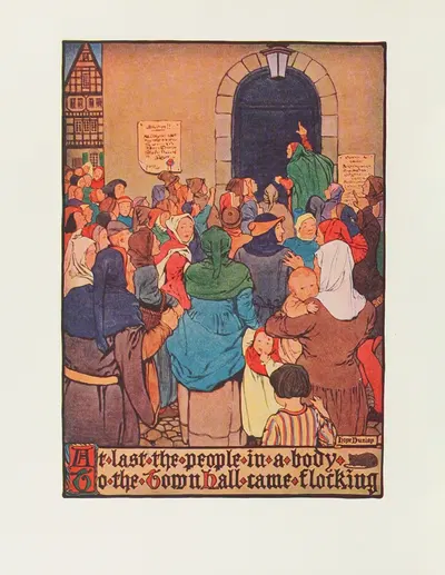 Наконец, народ толпой пришел к ратуше by Хоуп Данлап, 1910 — digital art print download