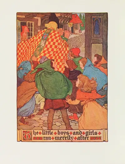 Маленькие мальчики и девочки … весело бегали за by Хоуп Данлап, 1910 — digital art print download