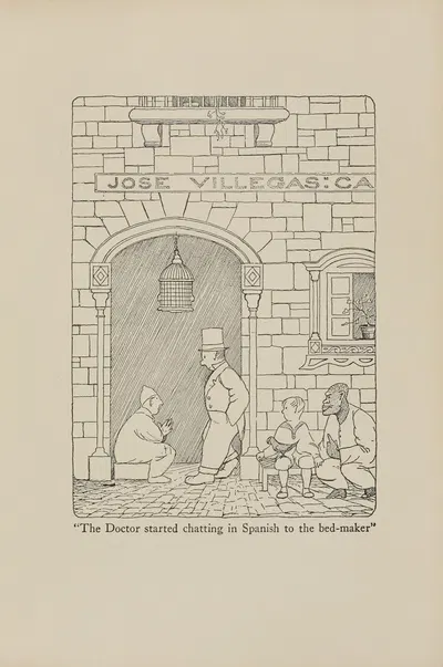 The Doctor started chatting in Spanish to the bedmaker by Hugh Lofting, 1922 — digital art print download