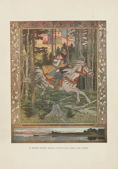 Белая кобыла, которая могла летать как ветер by Иван Билибин, 1917 — digital art print download