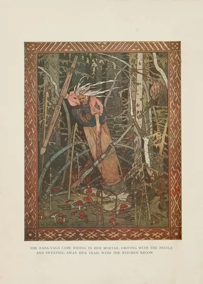 Баба-Яга приехала на своей ступе by Иван Билибин, 1917 — digital art print download