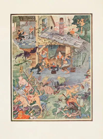 The Devil beaten Three Times by Jean de Bosschère, 1917 — digital art print download