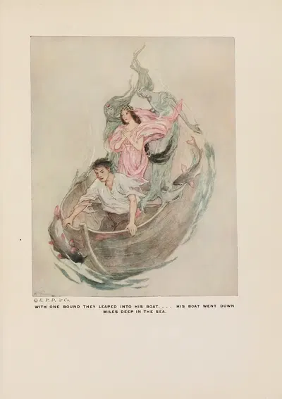 С одним прыжком они вскочили в его лодку by Кэтрин Пайл, 1916 — digital art print download
