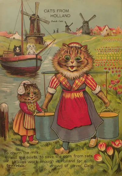 Cats from Holland by Louis Wain, 1914 — digital art print download