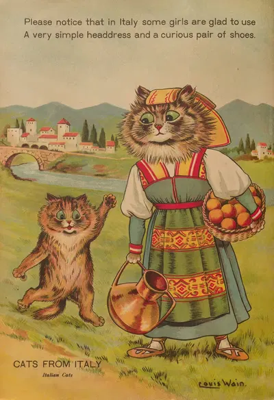 Cats from Italy by Louis Wain, 1914 — digital art print download