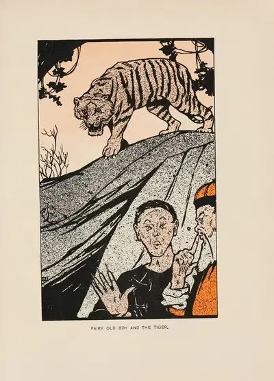 Сказочный старик и тигр by Норман Хинсдейл Питман, 1910 — digital art print download