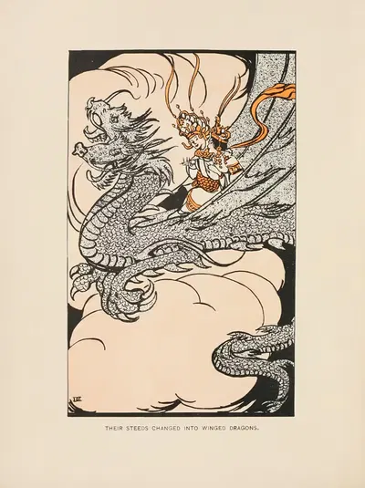 Их скакуны превратились в крылатых драконов by Норман Хинсдейл Питман, 1910 — digital art print download