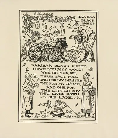Baa Baa Black Sheep by Winifred Smith, 1895 — digital art print download