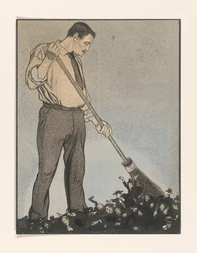 Arbeider veegt de zwarte kliek weg by Albert Hahn, 1904 - 1905 — digital art print download