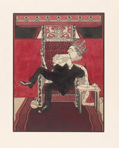 Ontwerp voor een politieke spotprent op het Ontbindingsbesluit by Albert Hahn, 1904 - 1905 — digital art print download
