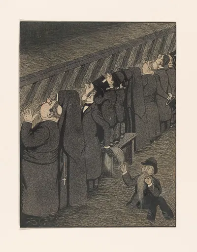 rij heren bij een voederbak by Albert Hahn — digital art print download