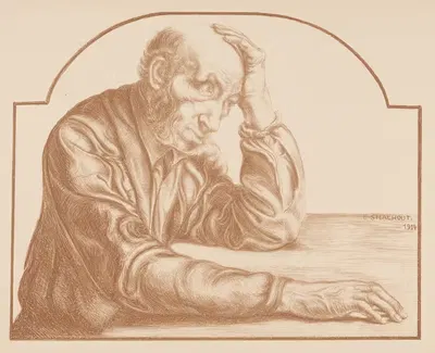 Старик за столом by Элиас Смалхаут, 1914 — digital art print download