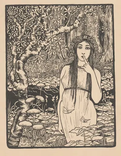 Женщина в лесном пейзаже by Гюст ван де Уолл Перне, 1900 — digital art print download