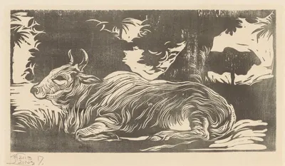 Лежащий зебу by Хуйб Лунс, 1917 — digital art print download