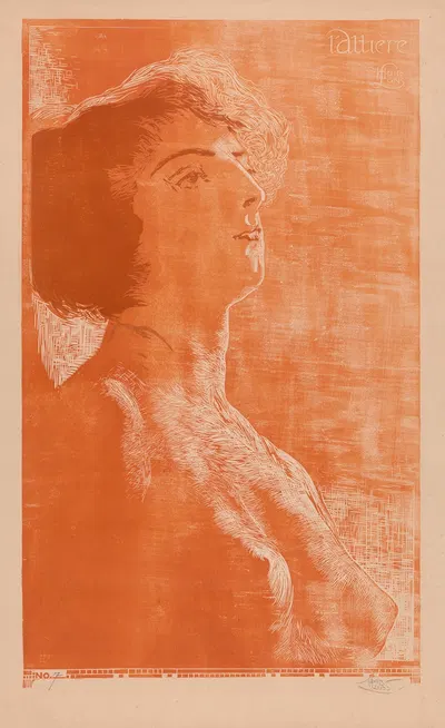 Портрет женщины с обнаженной верхней частью тела by Хуйб Лунс, 1917 — digital art print download