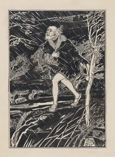 Король Лир в бурную ночь на вересковом поле by Якоб Питер ван ден Бош, 1895 — digital art print download