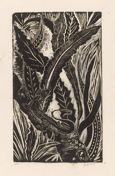 Hagedis op een boomstam by Janus de Winter, 1892 - 1951 — digital art print download
