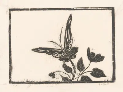Vlinder op een bloem by Janus de Winter, 1892 - 1951 — digital art print download