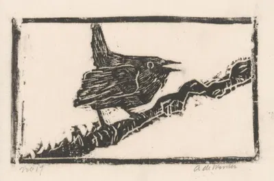 Vogel op een tak by Janus de Winter, 1892 - 1951 — digital art print download