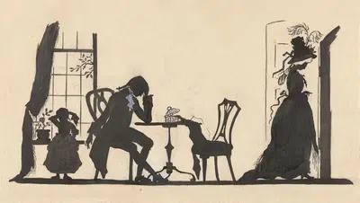 Силуэт семьи и женщины, которая уходит by Нелли Боденхейм, 1884 - 1917 — digital art print download