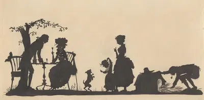 Силуэт семьи в саду, с горничной и садовником by Нелли Боденхейм, 1884 - 1917 — digital art print download