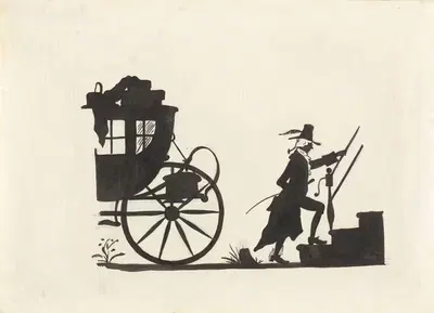 Силуэт мужчины, входящего в дом из кареты by Нелли Боденхейм, 1884 - 1917 — digital art print download