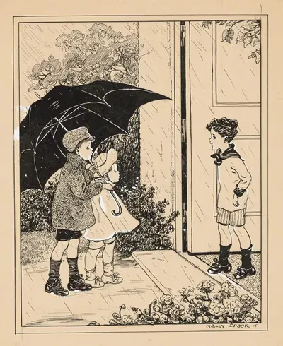 Фритс и Яннеман у двери Томми by Нелли Спур, 1916 — digital art print download