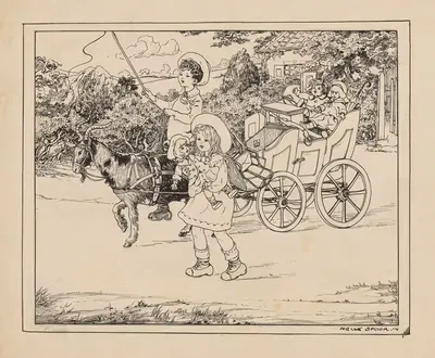 Молодой человек управляет кукольной каретой на козле by Нелли Спур, 1914 — digital art print download