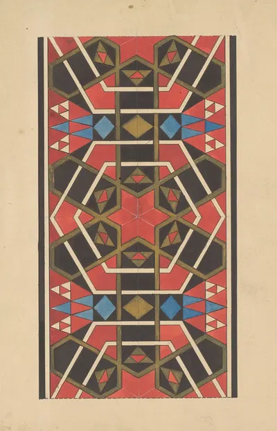 Vlakversiering met lijnen, driehoeken en ruiten by Reinier Willem Petrus de Vries, 1889 — digital art print download