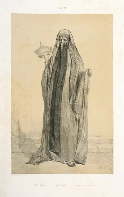 Femme Voilée, A Women with the Veil by Alexandre Bida, 1851 — digital art print download