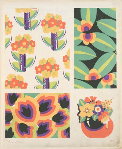 Four floral compositions by André Durenceau, 1928 — digital art print download