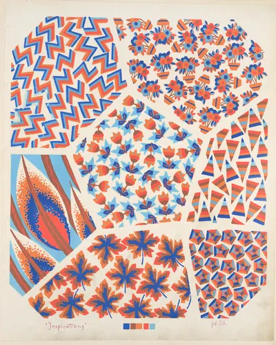 Seven compositions ; plant life and geometric by André Durenceau, 1928 — digital art print download