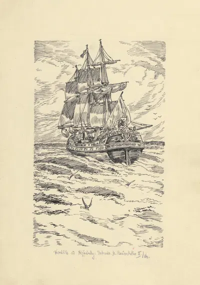21. – И корабль покинул домашний залив для моря by Андрей Ковачик, 1953 — digital art print download