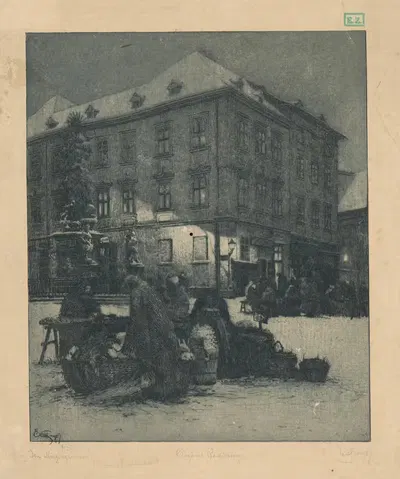 Zelný trh v Brne by Emil Singer, 1927 — digital art print download