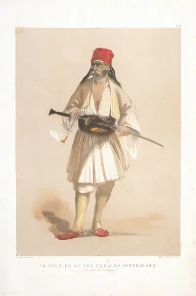 A Soldier of the Turkish Irregulars (Sketched in Albania) by Forbes MacBean, 1854 — digital art print download