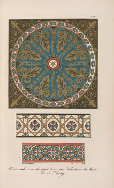 Glasmosaik an verschiedenen Decken und Wänden in der Markus-Kirche zu Venedig by Friedrich Maximilian Hessemer, 1842 —…