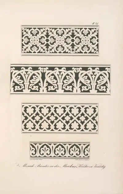 Mosaik-Bänder in der Markus-Kirche zu Venedig by Friedrich Maximilian Hessemer, 1842 — digital art print download