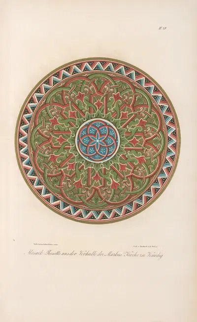 Mosaik-Rosette aus der Vorhalle der Markus-Kirche zu Venedig by Friedrich Maximilian Hessemer, 1842 — digital art print…