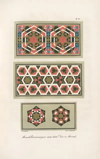 Mosaik-Verzierungen aus dem Dom zu Monreale 3 by Friedrich Maximilian Hessemer, 1842 — digital art print download