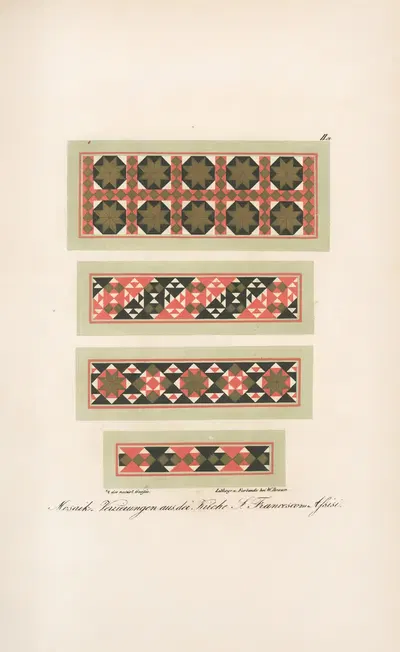 Mosaik-Verzierungen aus der Kirche S. Francesco zu Assisi by Friedrich Maximilian Hessemer, 1842 — digital art print download