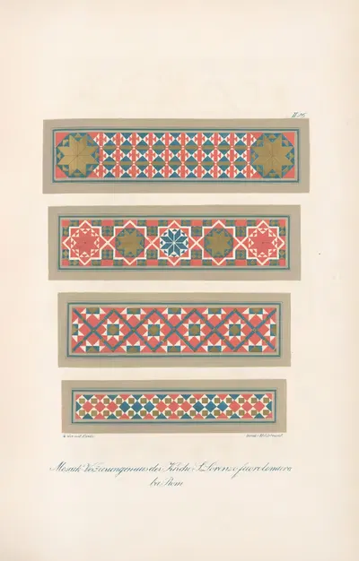 Mosaik-Verzierungen aus der Kirche S. Lorenzo fuori le mura bei Rom 2 by Friedrich Maximilian Hessemer, 1842 — digital art…