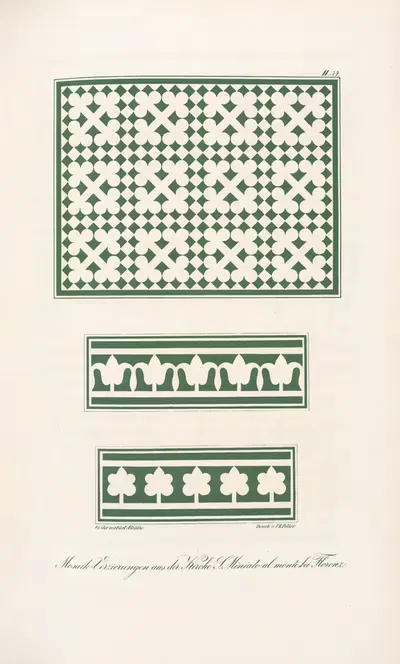 Mosaik-Verzierungen aus der Kirche S. Miniato al monte bei Florenz 2 by Friedrich Maximilian Hessemer, 1842 — digital art…