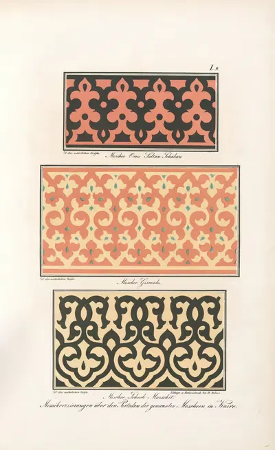 Mosaikverzierungen über den Portalen verschiedener Moscheen, Moschee Omu Sultan Schaban, Moschee Gismaks, Moschee Schech…