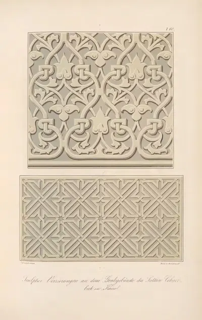 Sculptur Verzierung an dem Grabgebäude des Sultan Chairbeck zu Kairo by Friedrich Maximilian Hessemer, 1842 — digital art…